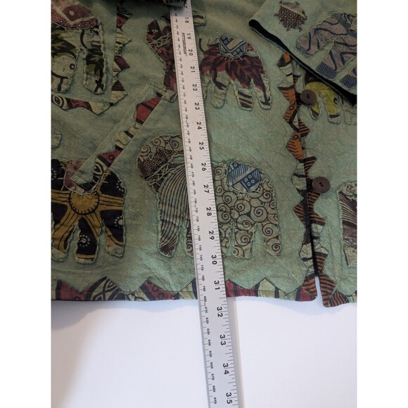 Silver Stream Green Elephant Applique Jacket Boho Art t Wear Reversible One Size - Picture 5 of 11